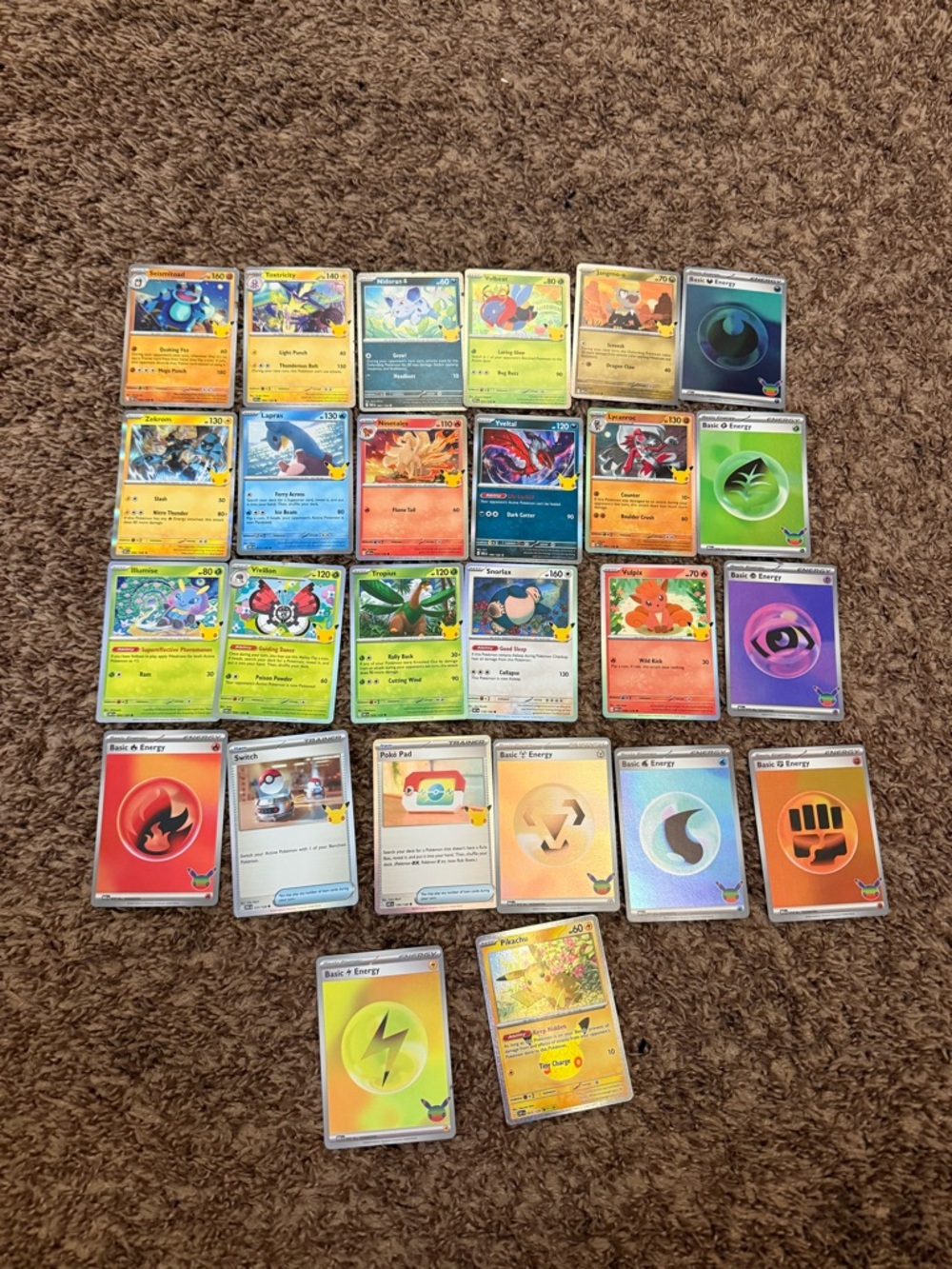 Pokemon 30th Celebration Bulk Card Lot of 25 + Holo Pikachu 033